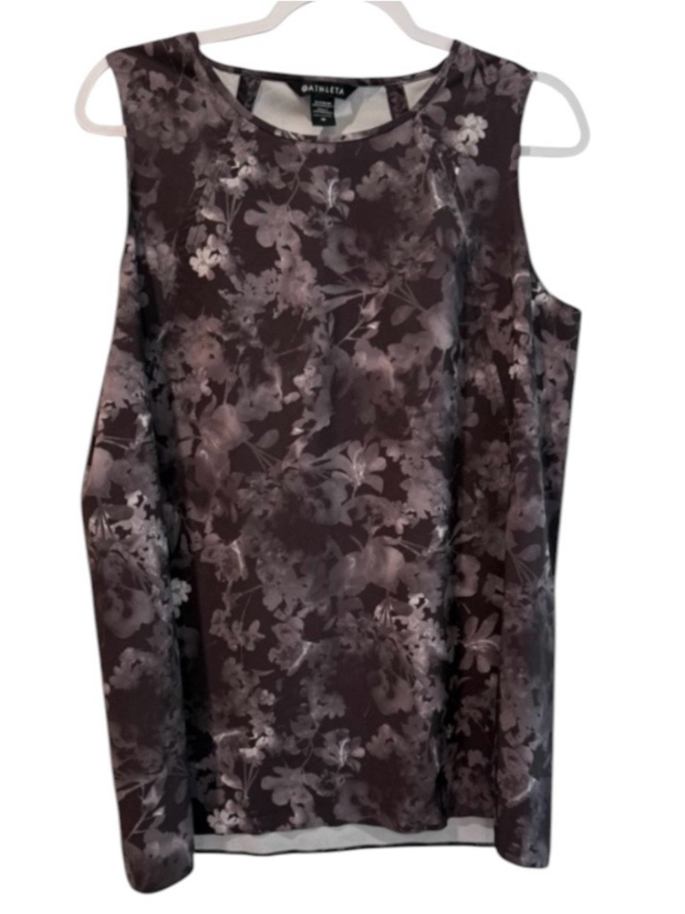 Athleta Zephyr women’s Medium sleeveless refined black floral tan top